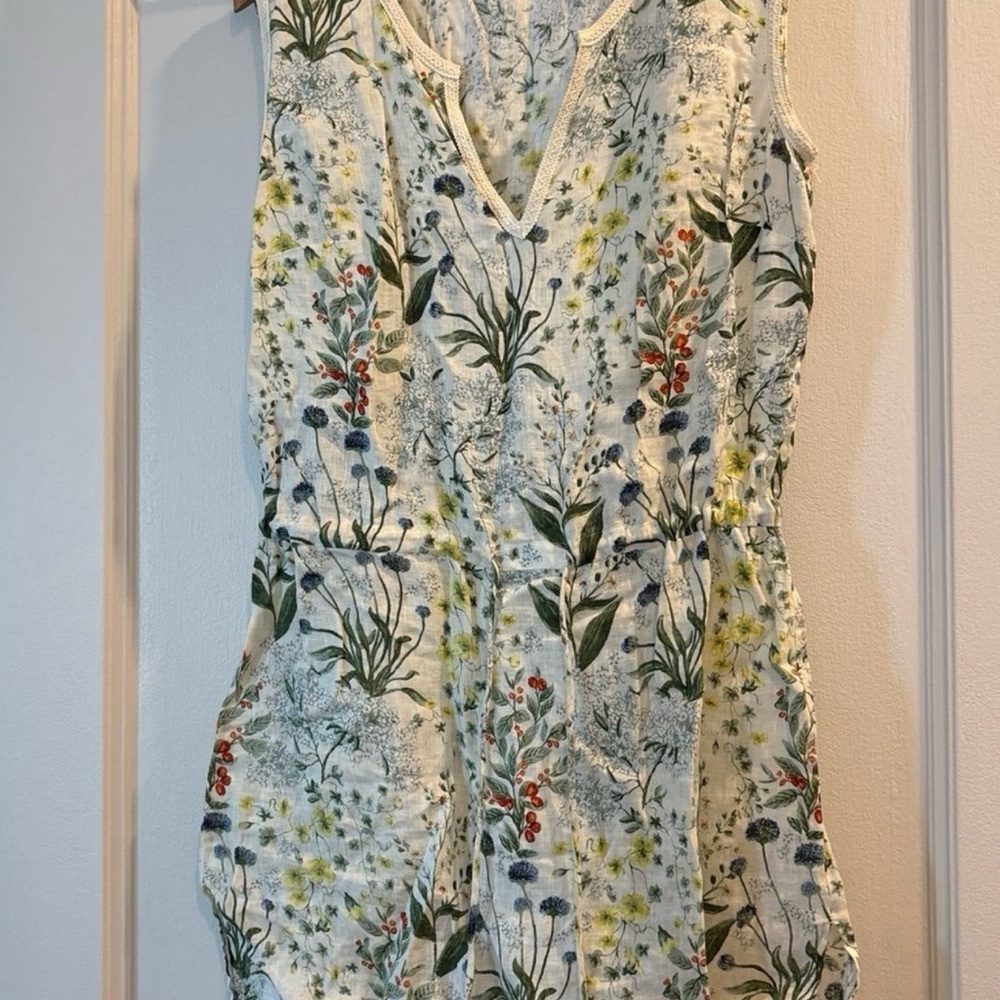 Tory Burch Floral Mini Dress - White, Green, Red, Blue